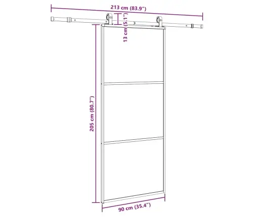 Bīdāmās Durvis Ar Stiprinājumiem, Melns, Stikls, 90X205 Cm Vidaxl