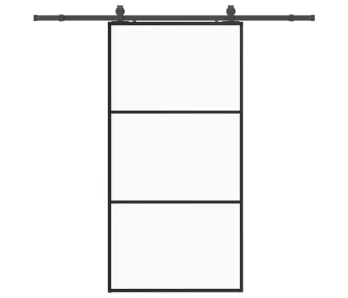 Bīdāmās Durvis Ar Stiprinājumiem, Melns, Stikls, 102X205 Cm Vidaxl