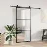 Bīdāmās Durvis Ar Stiprinājumiem, Melns, Stikls, 102X205 Cm Vidaxl