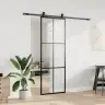 Bīdāmās Durvis Ar Stiprinājumiem, Melns, Stikls, 76X205 Cm Vidaxl