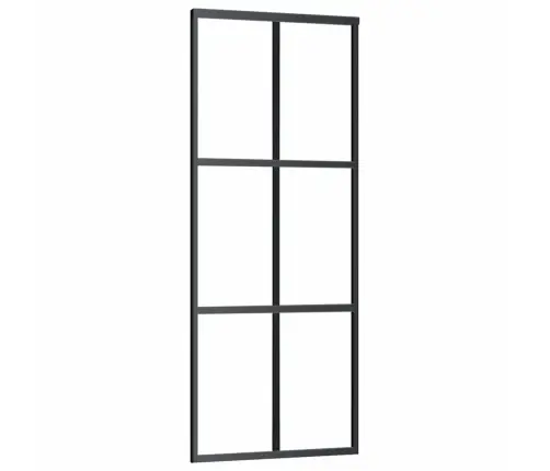 Bīdāmās Durvis Ar Stiprinājumiem, Melns, Stikls, 76X205 Cm Vidaxl