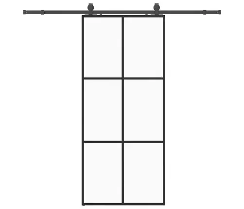 Bīdāmās Durvis Ar Stiprinājumiem, Melns, Stikls, 90X205 Cm Vidaxl