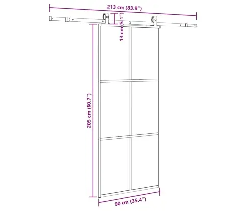 Bīdāmās Durvis Ar Stiprinājumiem, Melns, Stikls, 90X205 Cm Vidaxl