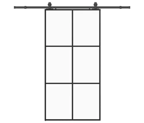 Bīdāmās Durvis Ar Stiprinājumiem, Melns, Stikls, 102X205 Cm Vidaxl
