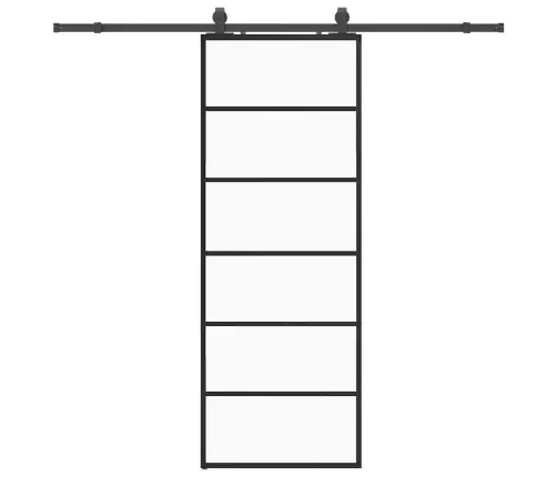 Bīdāmās Durvis Ar Stiprinājumiem, Melns, Stikls, 76X205 Cm Vidaxl