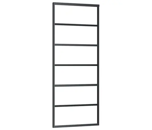 Bīdāmās Durvis Ar Stiprinājumiem, Melns, Stikls, 76X205 Cm Vidaxl