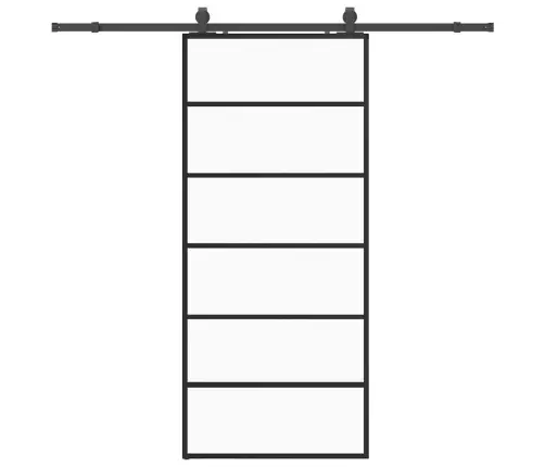 Bīdāmās Durvis Ar Stiprinājumiem, Melns, Stikls, 90X205 Cm Vidaxl