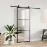 Bīdāmās Durvis Ar Stiprinājumiem, Melns, Stikls, 90X205 Cm Vidaxl