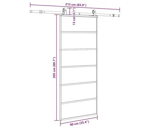 Bīdāmās Durvis Ar Stiprinājumiem, Melns, Stikls, 90X205 Cm Vidaxl