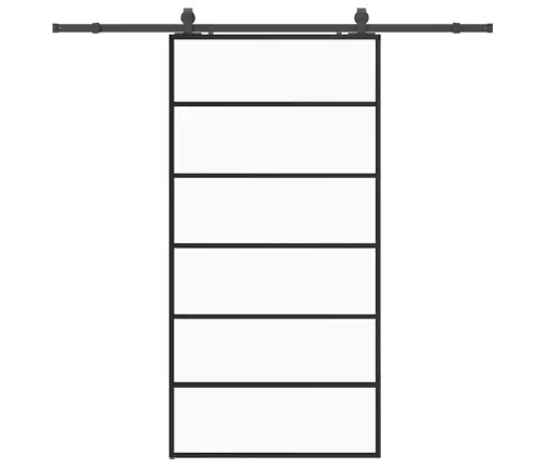 Bīdāmās Durvis Ar Stiprinājumiem, Melns, Stikls, 102X205 Cm Vidaxl
