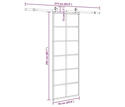 Bīdāmās Durvis Ar Stiprinājumiem, Melns, Stikls, 76X205 Cm Vidaxl