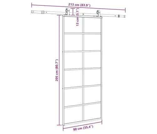 Stumdomos Durys Su Įrangos Rinkiniu, Juodas, 90X205 cm Esg Ir