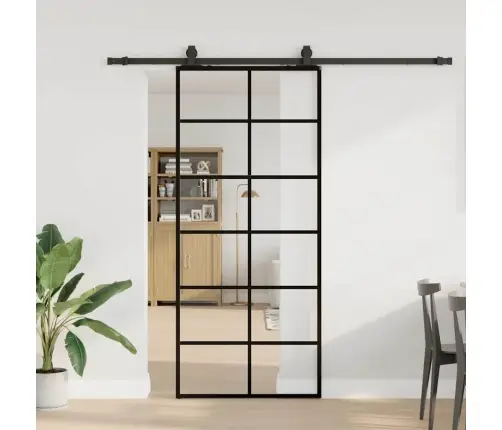 Stumdomos Durys Su Įrangos Rinkiniu, Juodas, 90X205 cm Esg Ir