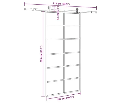 Bīdāmās Durvis Ar Stiprinājumiem, Melns, Stikls, 102X205 Cm Vidaxl