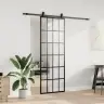 Bīdāmās Durvis Ar Stiprinājumiem, Melns, Stikls, 76X205 Cm Vidaxl