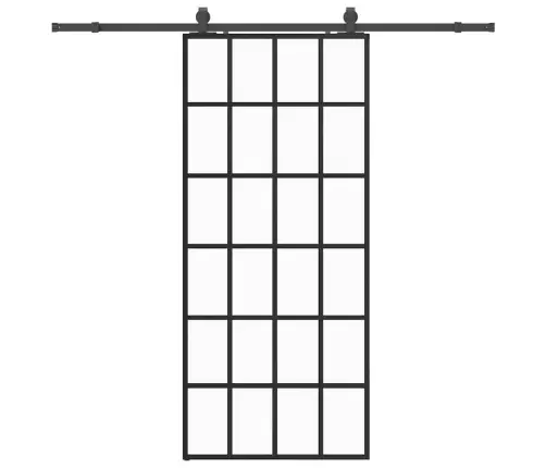Bīdāmās Durvis Ar Stiprinājumiem, Melns, Stikls, 90X205 Cm Vidaxl