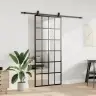 Bīdāmās Durvis Ar Stiprinājumiem, Melns, Stikls, 90X205 Cm Vidaxl