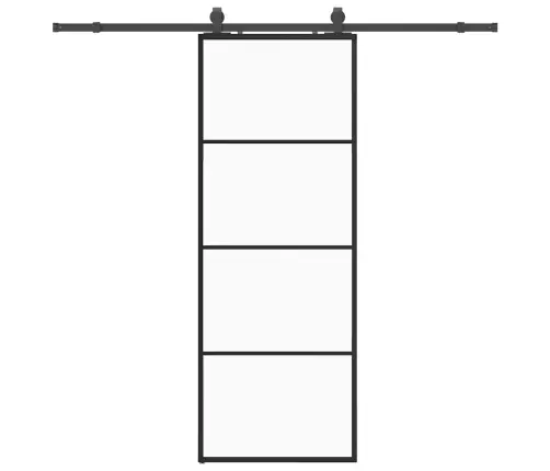 Bīdāmās Durvis Ar Stiprinājumiem, Melns, Stikls, 76X205 Cm Vidaxl