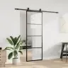 Bīdāmās Durvis Ar Stiprinājumiem, Melns, Stikls, 76X205 Cm Vidaxl
