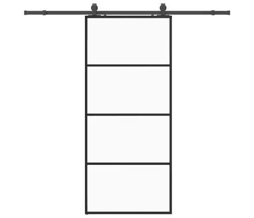 Bīdāmās Durvis Ar Stiprinājumiem, Melns, Stikls, 90X205 Cm Vidaxl