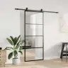 Bīdāmās Durvis Ar Stiprinājumiem, Melns, Stikls, 90X205 Cm Vidaxl