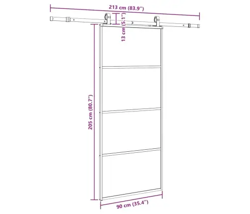 Bīdāmās Durvis Ar Stiprinājumiem, Melns, Stikls, 90X205 Cm Vidaxl