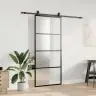Bīdāmās Durvis Ar Stiprinājumiem, Melns, Stikls, 90X205 Cm Vidaxl