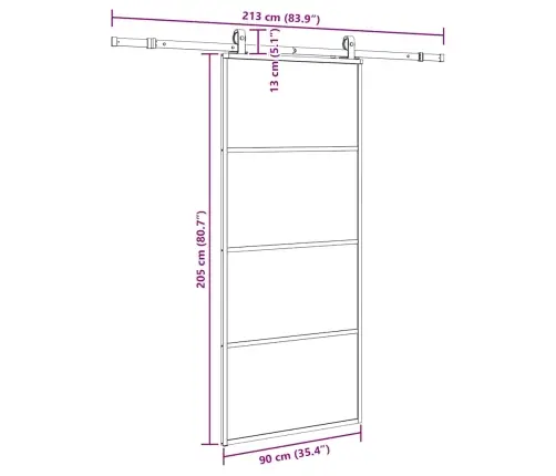 Bīdāmās Durvis Ar Stiprinājumiem, Melns, Stikls, 90X205 Cm Vidaxl