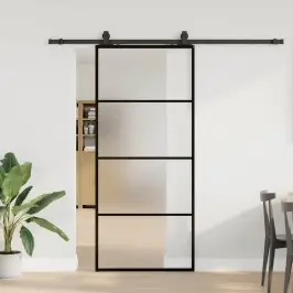 Bīdāmās Durvis Ar Stiprinājumiem, Melns, Stikls, 90X205 Cm Vidaxl Bīdāmās Durvis Ar Stiprinājumiem, Melns, Stikls, 90X205 Cm Vidaxl