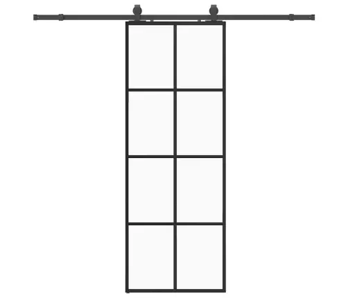 Bīdāmās Durvis Ar Stiprinājumiem, Melns, Stikls, 76X205 Cm Vidaxl