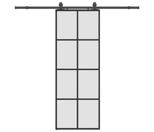 Bīdāmās Durvis Ar Stiprinājumiem, Melns, Stikls, 76X205 Cm Vidaxl