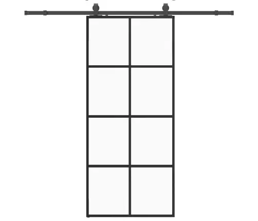 Bīdāmās Durvis Ar Stiprinājumiem, Melns, Stikls, 90X205 Cm Vidaxl