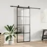 Bīdāmās Durvis Ar Stiprinājumiem, Melns, Stikls, 90X205 Cm Vidaxl
