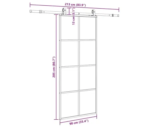 Bīdāmās Durvis Ar Stiprinājumiem, Melns, Stikls, 90X205 Cm Vidaxl