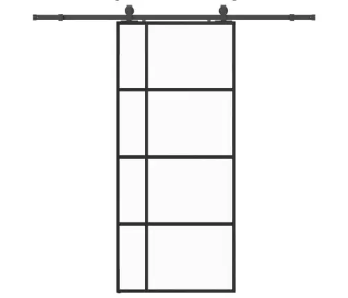 Bīdāmās Durvis Ar Stiprinājumiem, Melns, Stikls, 90X205 Cm Vidaxl