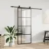 Bīdāmās Durvis Ar Stiprinājumiem, Melns, Stikls, 90X205 Cm Vidaxl