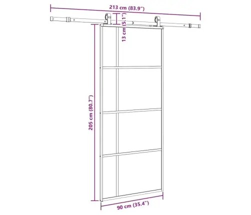 Bīdāmās Durvis Ar Stiprinājumiem, Melns, Stikls, 90X205 Cm Vidaxl