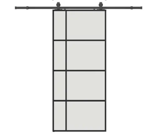 Bīdāmās Durvis Ar Stiprinājumiem, Melns, Stikls, 90X205 Cm Vidaxl