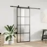 Bīdāmās Durvis Ar Stiprinājumiem, Melns, Stikls, 90X205 Cm Vidaxl