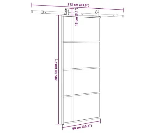 Bīdāmās Durvis Ar Stiprinājumiem, Melns, Stikls, 90X205 Cm Vidaxl