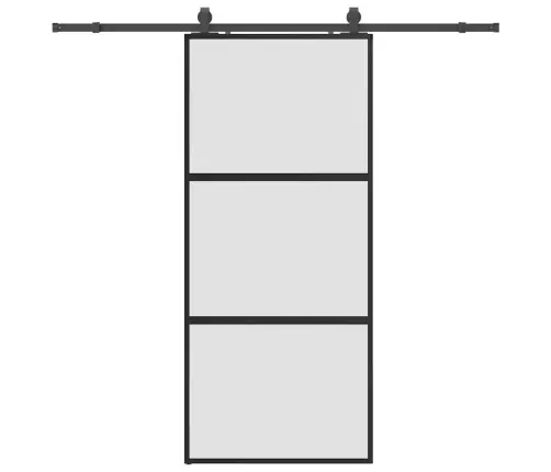Bīdāmās Durvis Ar Aparatūras Komplektu, Melns, Rūdīts Stikls Vidaxl