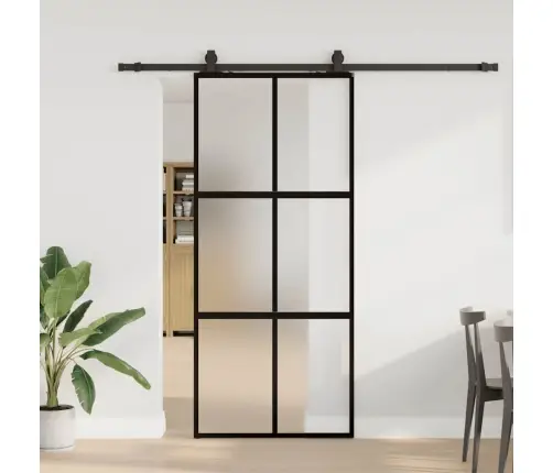 Lükanduks Riistvara Komplektiga Must 90X205 Cm Karastatud Klaas