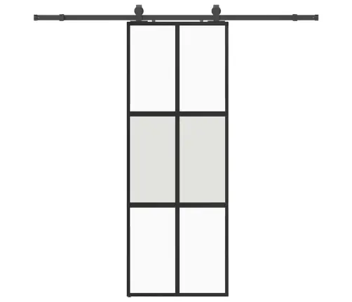 Bīdāmās Durvis Ar Aparatūras Komplektu, Melns, Rūdīts Stikls Vidaxl