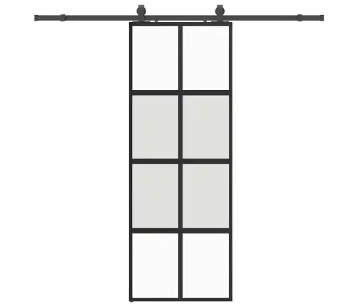 Stumdomos Durys Su Įrangos Rinkiniu, Juodas, 76X205 Cm