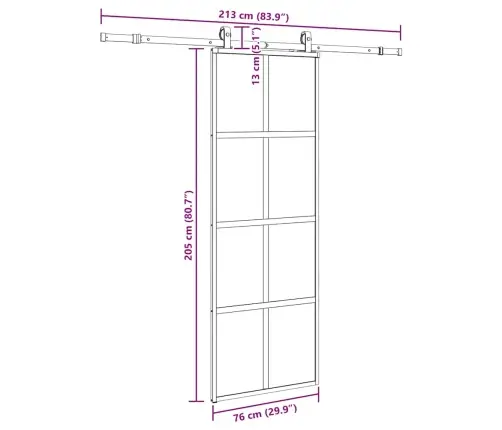 Stumdomos Durys Su Įrangos Rinkiniu, Juodas, 76X205 Cm