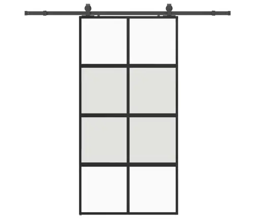 Stumdomos Durys Su Įrangos Rinkiniu, Juodas, 102,5X205 Cm