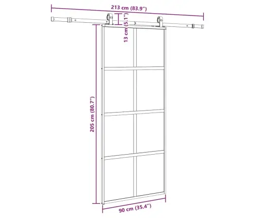 Lükanduks Riistvara Komplektiga Must 90X205 Cm Karastatud Klaas