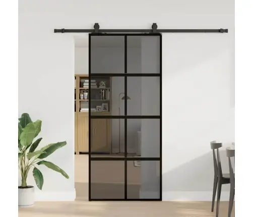 Lükanduks Riistvara Komplektiga Must 90X205 Cm Karastatud Klaas