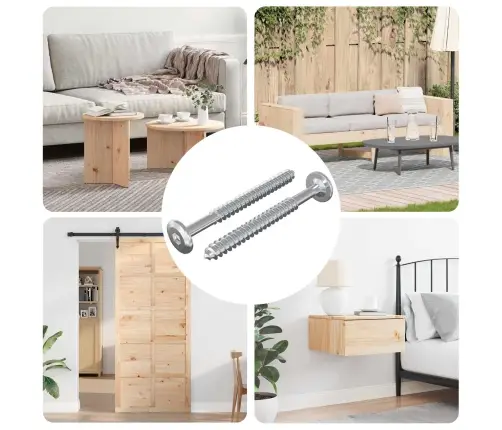 Puidust Kruvid 2 Pcs Hõbedane M6 X 70 Mm Teras