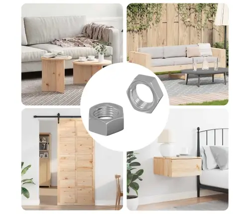 Sešstūra Uzgriežņi 2 Pcs Sudraba M6 Tērauds Vidaxl